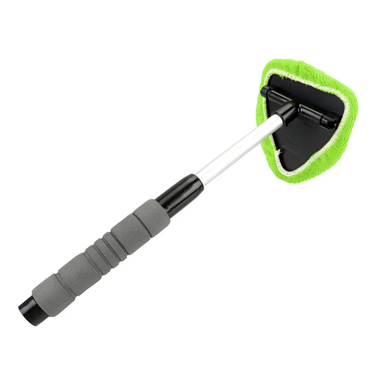 🪟 Telescopic Windshield Cleaning Brush – 360° Rotating Head & Microfiber Pad for Fog & Streak-Free Glass